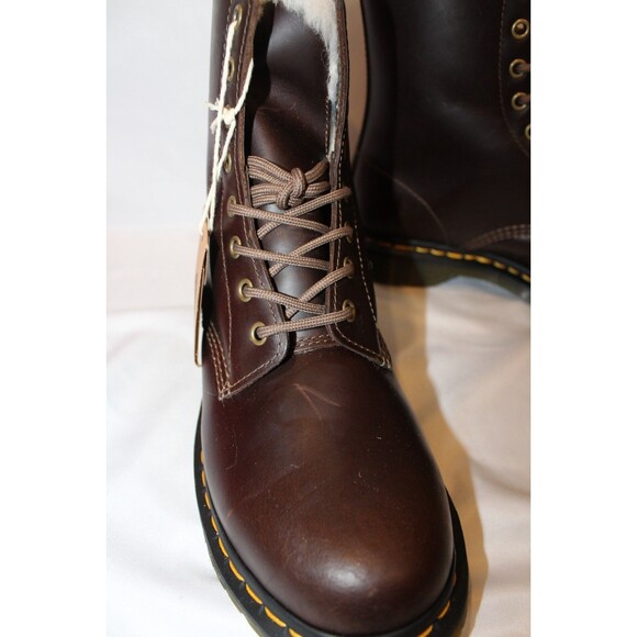 Dr Martens 1460 Faux Fur Lined Leather Boots Brown WOMEN'S 9 NWOB - Picture 4 of 7